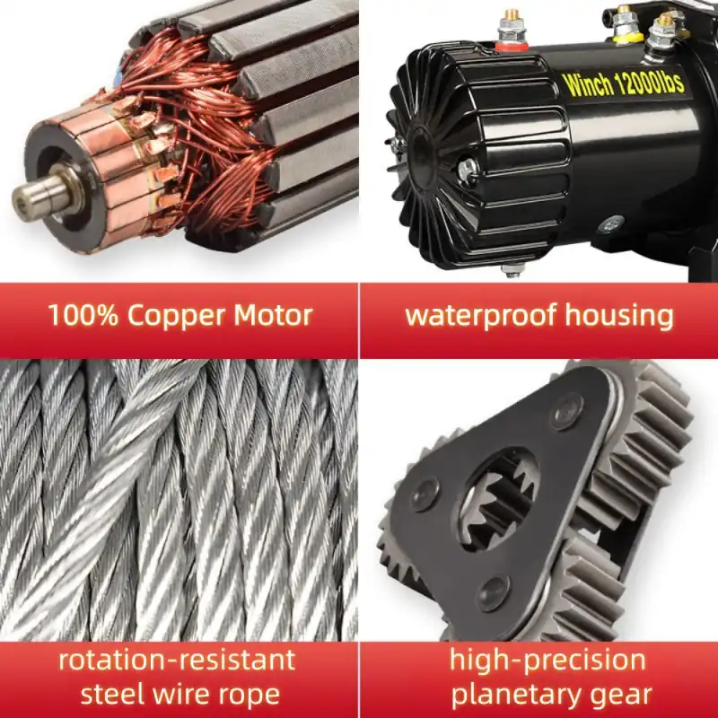 Vehicle Recovery12v/24V DC Pulling Electric Winch Steel Rope,Kevlar Cable, Synthetic Rope,Remote Control