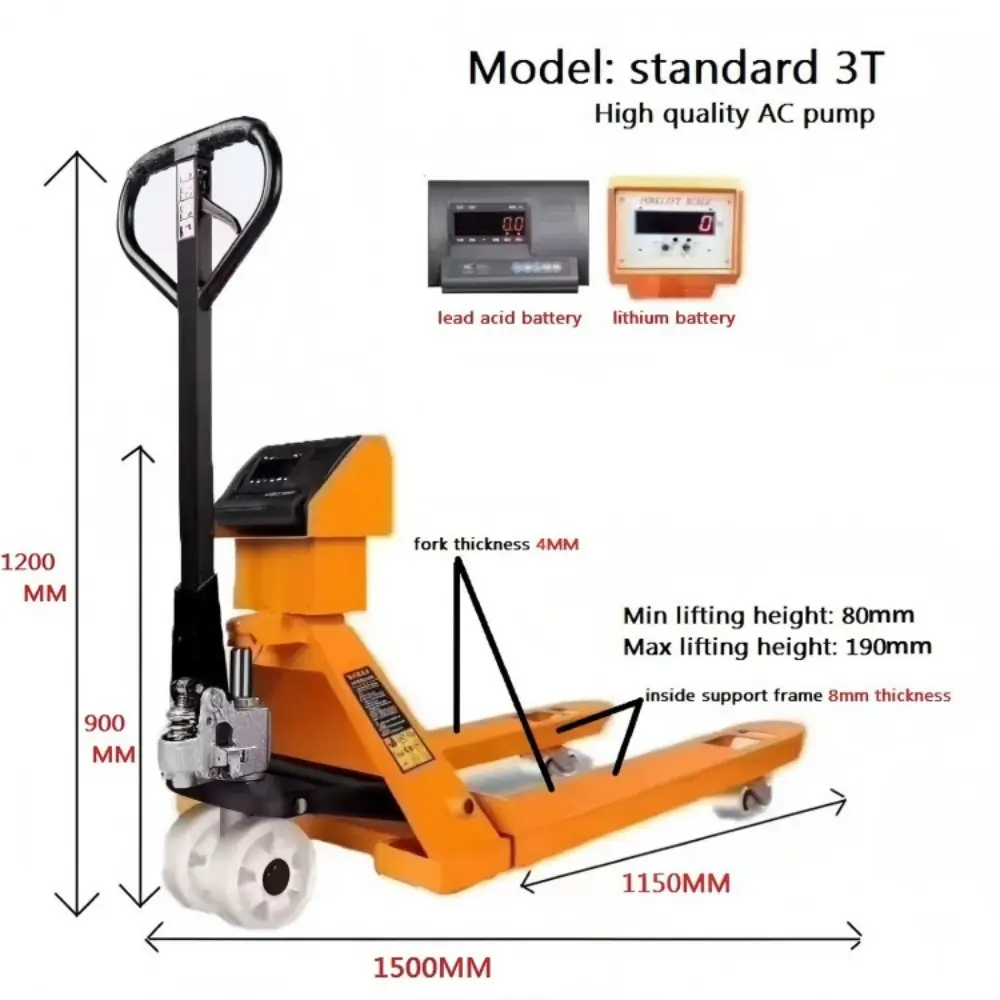 3ton 6,600lbs pallet truck with scale hand hydraulic electric jack electric forklift lifting tools