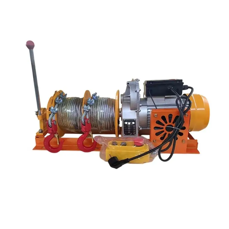 500/1000kg Dual Drums Double Reels Mini Clutch Winch 13cm+13cm 8MM 30M Galvanized Steel Rope,Fast Speed 24M/Min