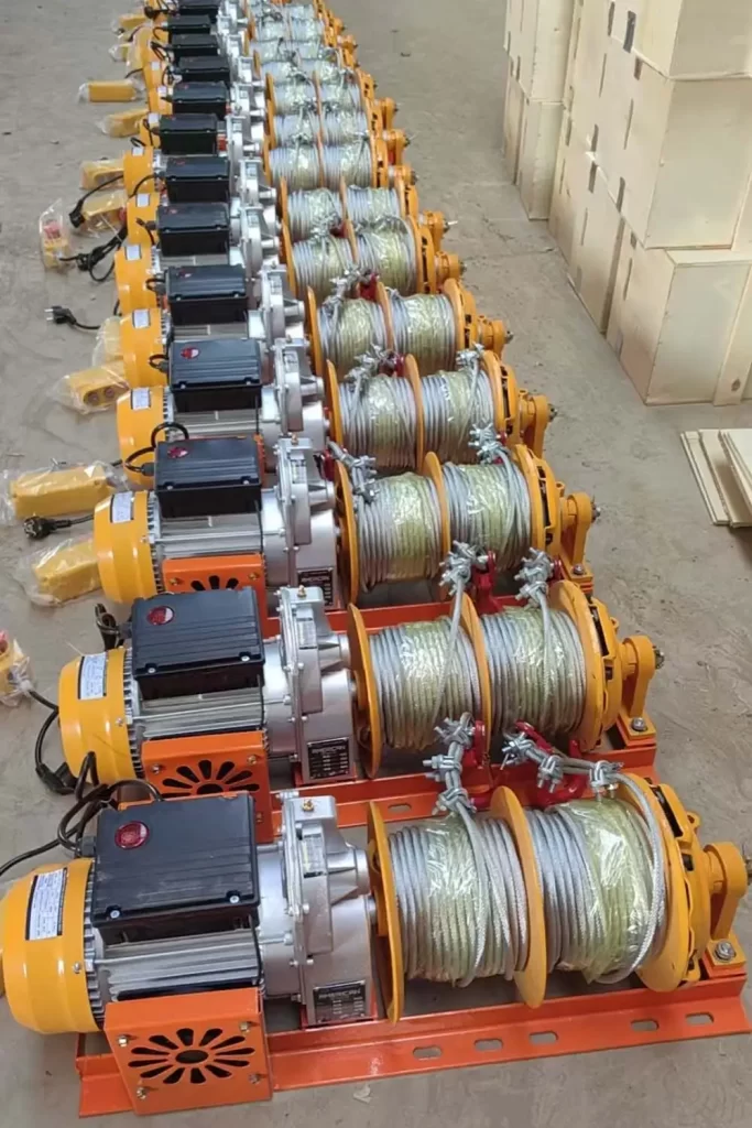 500/1000kg dual drums double reels mini clutch winch 13cm+13cm 8mm 30m galvanized steel rope,fast speed 24m/min