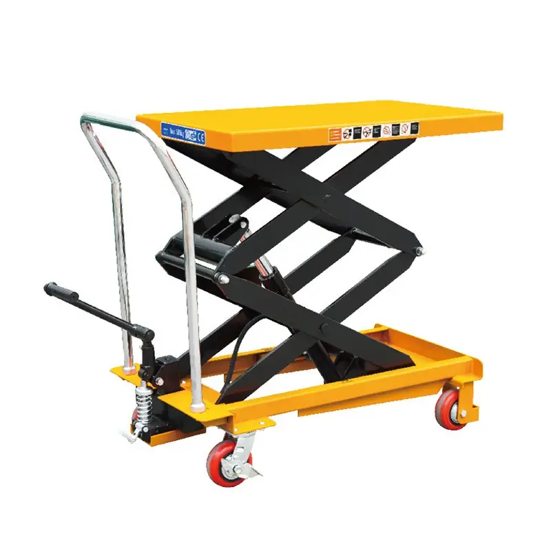 Movable Manual Hydraulic Platform Vehicle Plate Car Scissor Lift Type Hand-Push Small Lift Platform Mobile Elevator