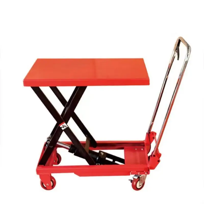 Movable Manual Hydraulic Platform Vehicle Plate Car Scissor Lift Type Hand-Push Small Lift Platform Mobile Elevator
