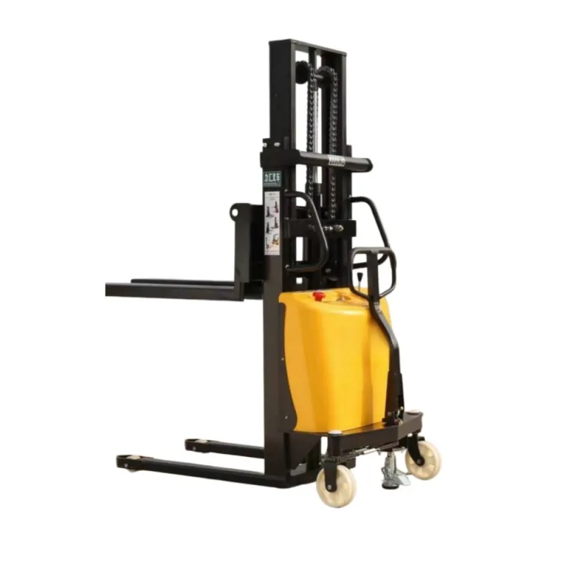 China Factory 2Tons 1.6M Lifting Semi-electric Straddle Pallet Stacker Manual Hand Stacker Forklift Lead-Acid Battery Hydraulic Side