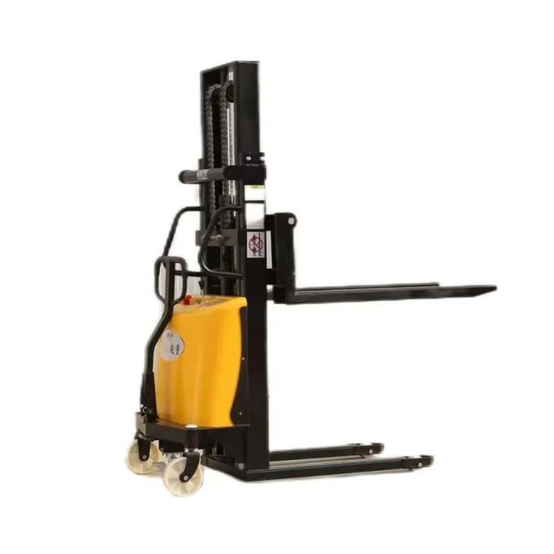 China Factory 2Tons 1.6M Lifting Semi-electric Straddle Pallet Stacker Manual Hand Stacker Forklift Lead-Acid Battery Hydraulic Side