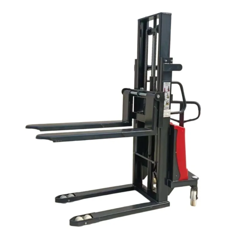 China Factory 2Tons 1.6M Lifting Semi-electric Straddle Pallet Stacker Manual Hand Stacker Forklift Lead-Acid Battery Hydraulic Side