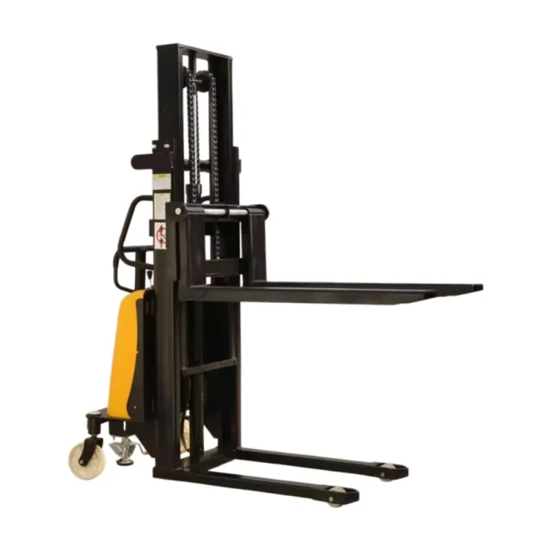 China Factory 2Tons 1.6M Lifting Semi-electric Straddle Pallet Stacker Manual Hand Stacker Forklift Lead-Acid Battery Hydraulic Side