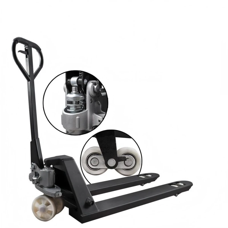 Premium Series Manual Pallet Truck 5500lbs| 550*1200MM Forks| White Nylon Wheels/Black Rubber Wheels