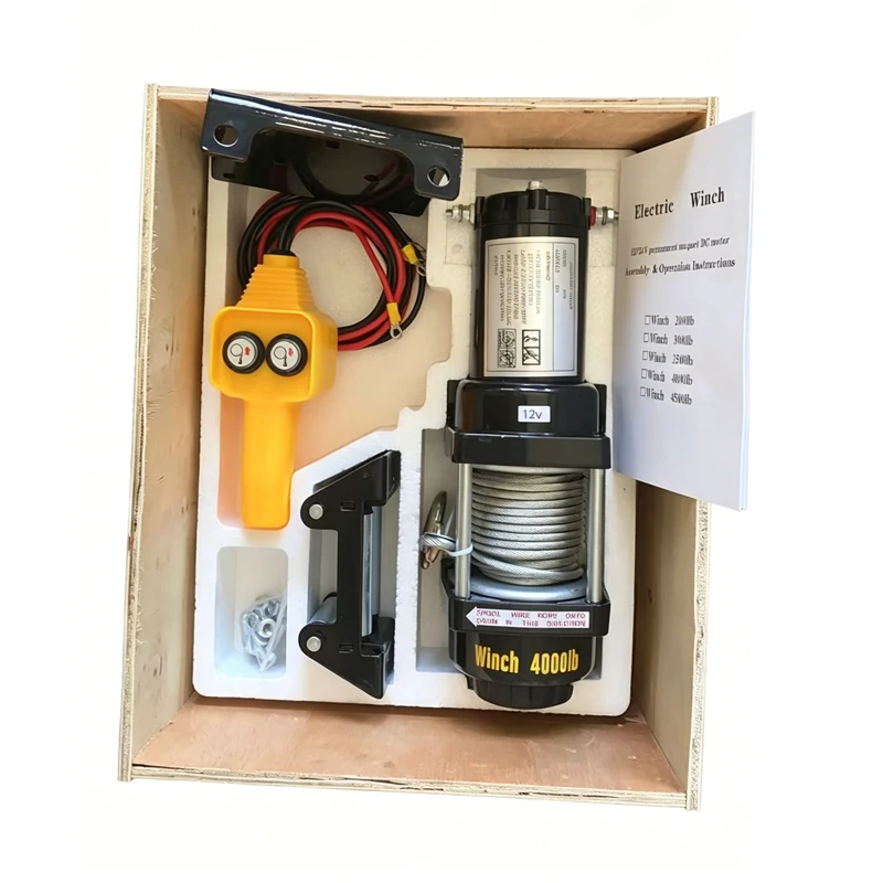 4000lbs 12V 24V Electric Winch Steel Cable Offroad ATV UTV Recovery Winch with Hand Remote Control Complete Mounting Kit