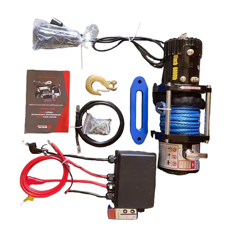 6000LBS Electric Winch 12V/24V with Synthetic Rope Heavy Duty Off Road Recovery Winch for ATV UTV Truck