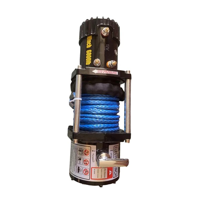 6000LBS Electric Winch 12V/24V with Synthetic Rope Heavy Duty Off Road Recovery Winch for ATV UTV Truck
