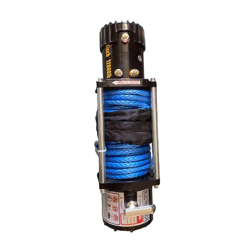 Heavy Duty 12000LBS 12V/24V Synthetic Rope Electric Winch for Truck SUV Off-Road Recovery & Towing