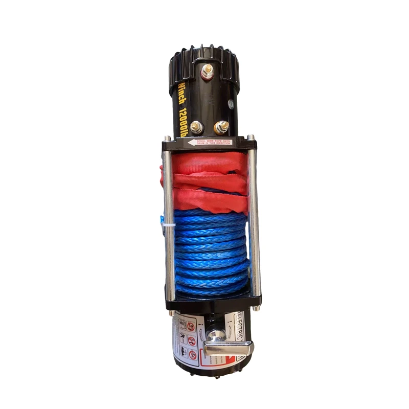 Heavy Duty 12000LBS 12V/24V Synthetic Rope Electric Winch for Truck SUV Off-Road Recovery & Towing