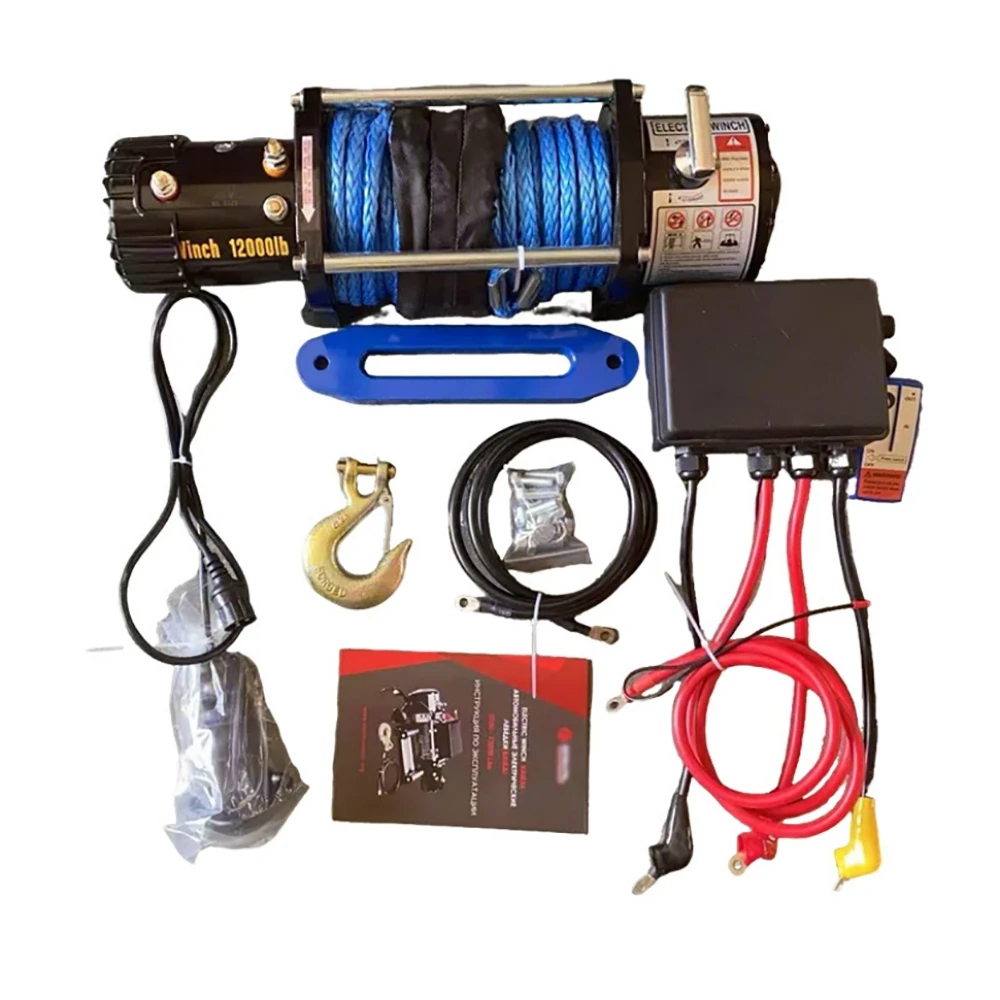 heavy duty 12000lbs 12v24v synthetic rope electric winch