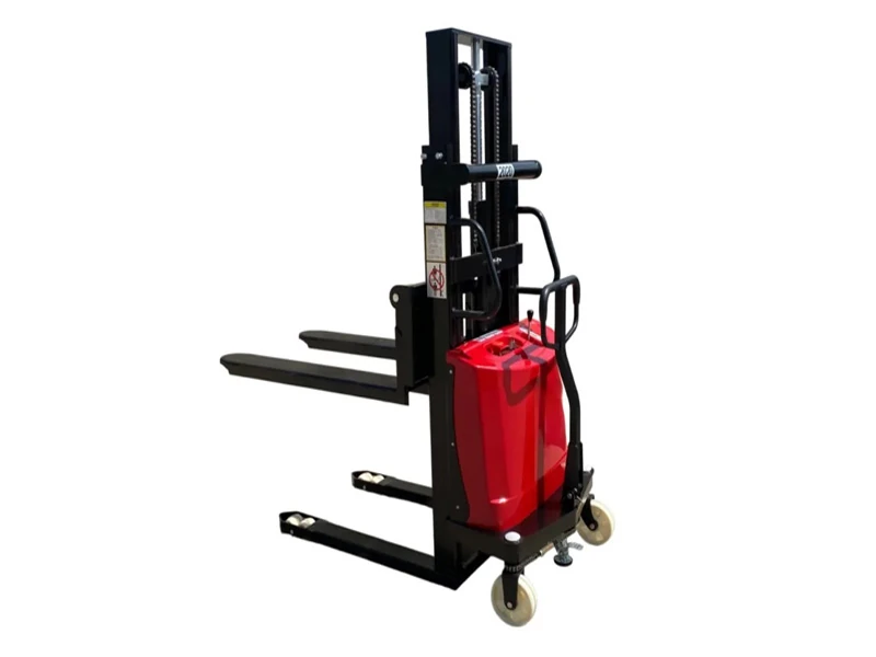 semi electric pallet stacker 2 ton 1.6m lift height walk behind hydraulic warehouse stacker forklift