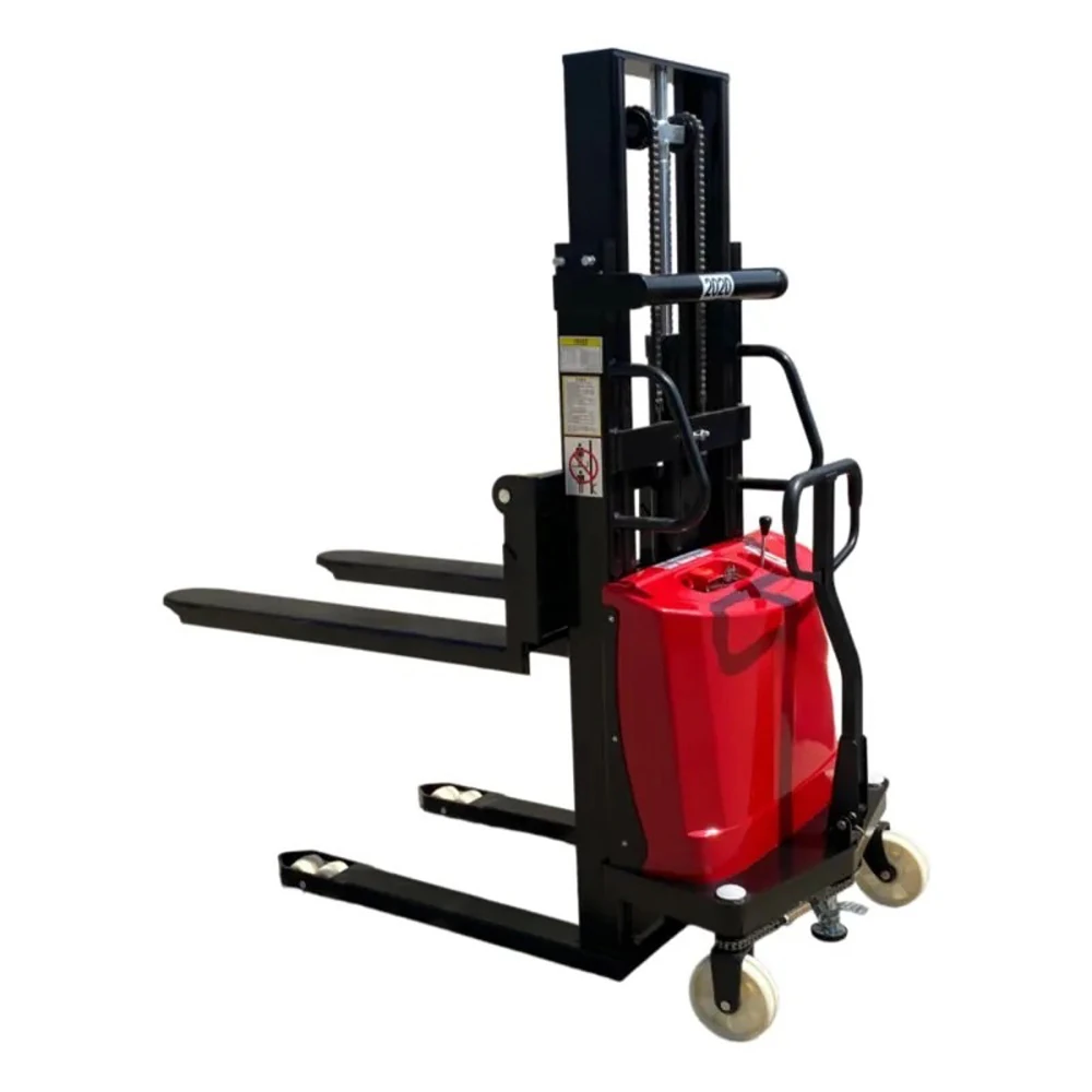 semi electric pallet stacker 2 ton 1.6m lift height walk behind hydraulic warehouse stacker forklift